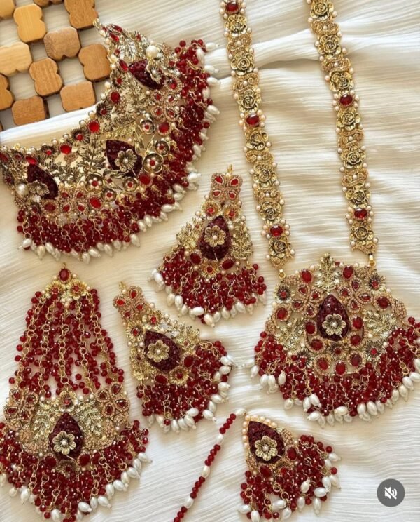 Regal Red & Gold Bridal Jewelry Set